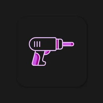 Filled outline Electric drill machine icon isolated on black background. Re.. Stock Illustration