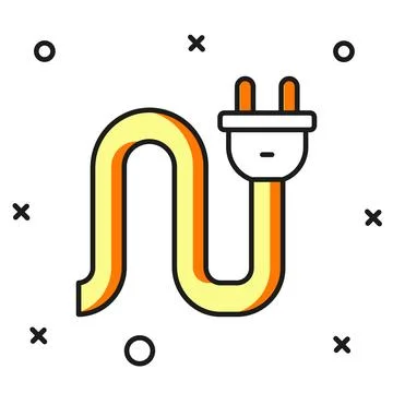 Filled outline Electric plug icon isolated on white background. Concept of .. Stock Illustration