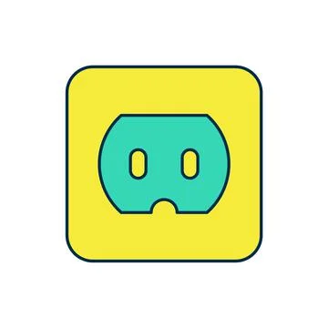 Filled outline Electrical outlet icon isolated on white background. Power socket Stock Illustration