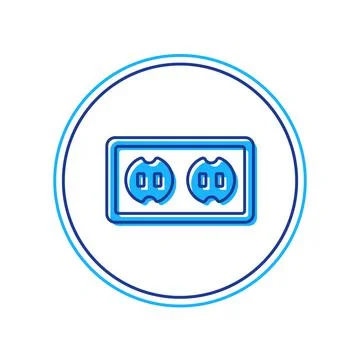 Filled outline Electrical outlet icon isolated on white background. Power socket Stock Illustration