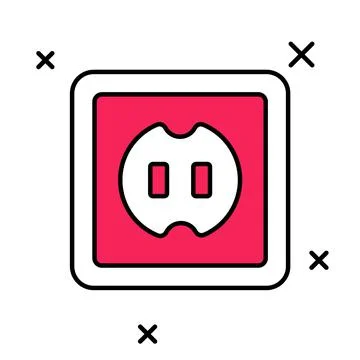 Filled outline Electrical outlet icon isolated on white background. Power socket 스톡 일러스트