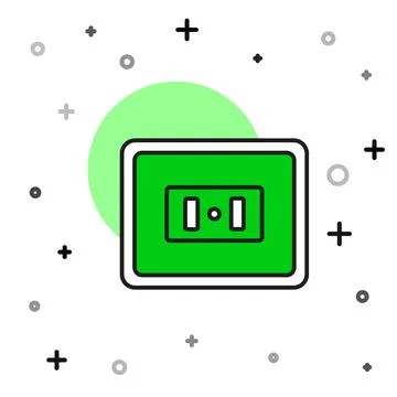 Filled outline Electrical outlet icon isolated on white background. Power socket 스톡 일러스트