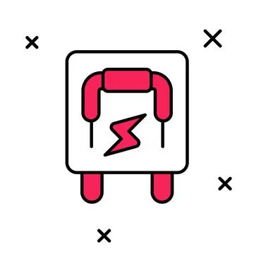 Filled outline Electrical panel icon isolated on white background. Switch lever Stock Illustration