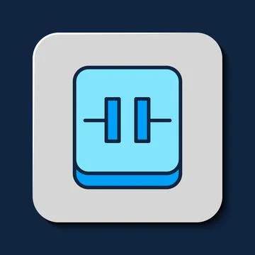 Filled outline Electrolytic capacitor icon isolated on blue background. Vector Stock Illustration