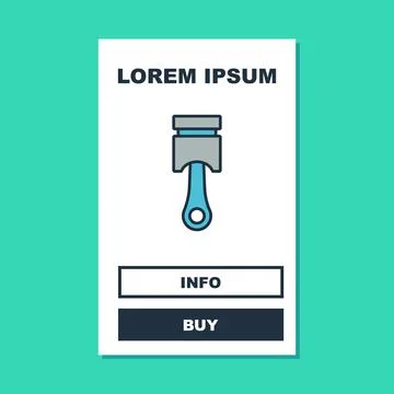Filled outline Engine piston icon isolated on turquoise background. Car engine Stock Illustration