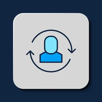 Filled outline Exchange work icon isolated on blue background. Information 스톡 일러스트