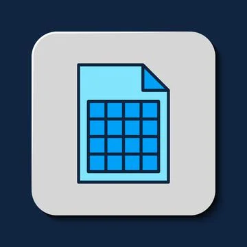 Filled outline File document icon isolated on blue background. Checklist icon Illustrazione stock