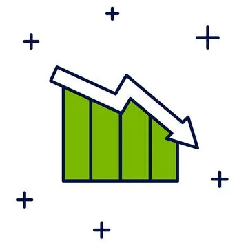 Filled outline Financial growth decrease icon isolated on white background Stock Illustration
