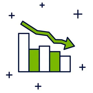Filled outline Financial growth decrease icon isolated on white background Stock Illustration