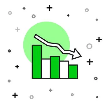 Filled outline Financial growth decrease icon isolated on white background Stock Illustration