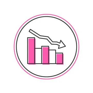 Filled outline Financial growth decrease icon isolated on white background Stock Illustration