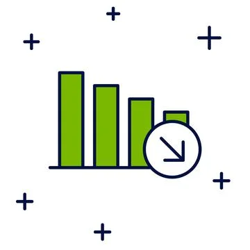 Filled outline Financial growth decrease icon isolated on white background. I Stock Illustration