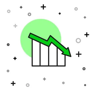 Filled outline Financial growth decrease icon isolated on white background. I Stock Illustration