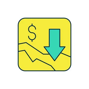 Filled outline Financial growth decrease icon isolated on white background... Stock Illustration