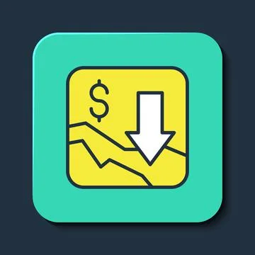 Filled outline Financial growth decrease icon isolated on blue background. .. Stock Illustration