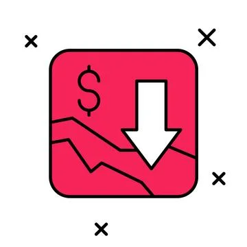 Filled outline Financial growth decrease icon isolated on white background... Stock Illustration