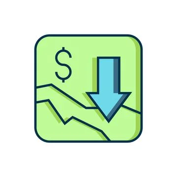 Filled outline Financial growth decrease icon isolated on white background... Stock Illustration
