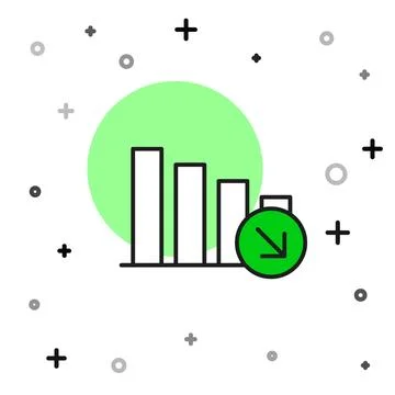 Filled outline Financial growth decrease icon isolated on white background... Stock Illustration