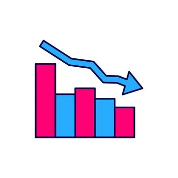 Filled outline Financial growth decrease icon isolated on white background... 스톡 일러스트