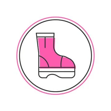 Filled outline Fire boots icon isolated on white background.  Vector Stock Illustration