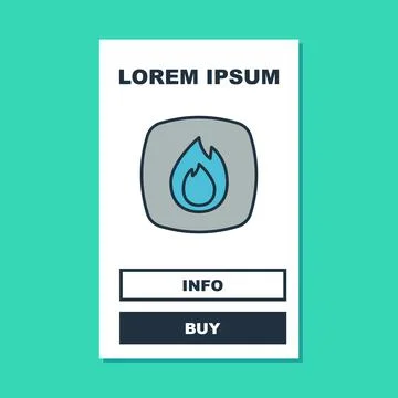 Filled outline Fire flame icon isolated on turquoise background. Vector 스톡 일러스트