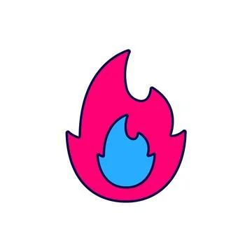 Filled outline Fire flame icon isolated on white background.  Vector Illustrazione stock