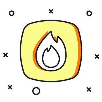 Filled outline Fire flame icon isolated on white background. Flat filled ou.. Stock Illustration