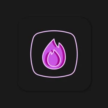Filled outline Fire flame icon isolated on black background. Flat filled ou.. Illustrazione stock