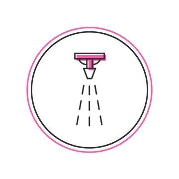 Filled outline Fire sprinkler system icon isolated on white background Stock Illustration