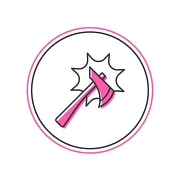 Filled outline Firefighter axe icon isolated on white background. Fire axe... Stock Illustration