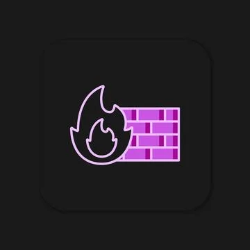 Filled outline Firewall, security wall icon isolated on black background. F.. Stock Illustration