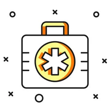 Filled outline First aid kit icon isolated on white background. Medical box.. Stockillustratie