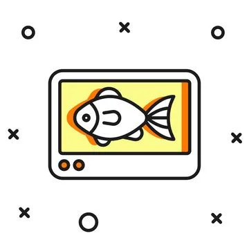 Filled outline Fish finder echo sounder icon isolated on white background. .. Stock Illustration