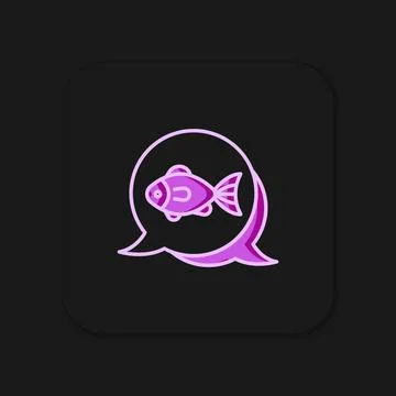 Filled outline Fish icon isolated on black background. Flat filled outline .. Stock Illustration