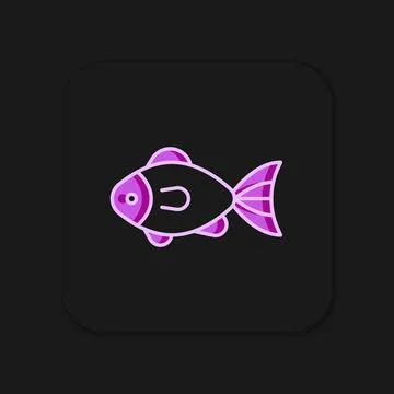 Filled outline Fish icon isolated on black background. Flat filled outline .. Illustrazione stock