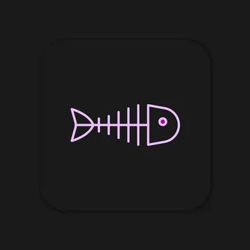 Filled outline Fish skeleton icon isolated on black background. Fish bone s.. Stock Illustration