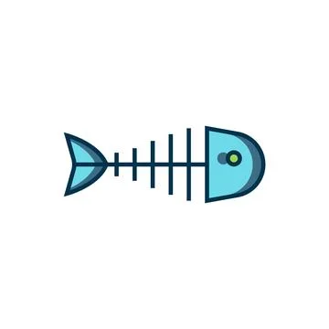 Filled outline Fish skeleton icon isolated on white background. Fish bone s.. Stock Illustration