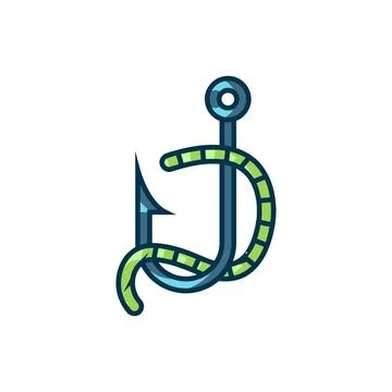 Filled outline Fishing hook and worm icon isolated on white background. Fis.. Stock Illustration