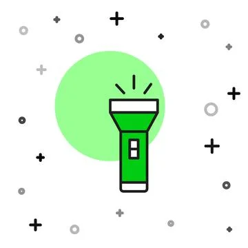 Filled outline Flashlight icon isolated on white background.  Vector Stock Illustration
