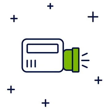 Filled outline Flashlight icon isolated on white background. Vector Stock Illustration