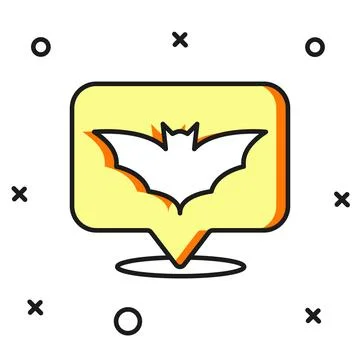 Filled outline Flying bat icon isolated on white background. Happy Hallowee.. Stock Illustration
