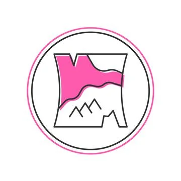 Filled outline Folded map icon isolated on white background. Vector Stock Illustration