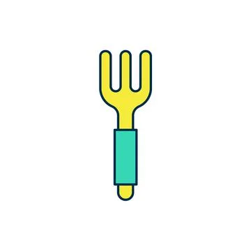 Filled outline Fork icon isolated on white background. Cutlery symbol. Vector Stock Illustration