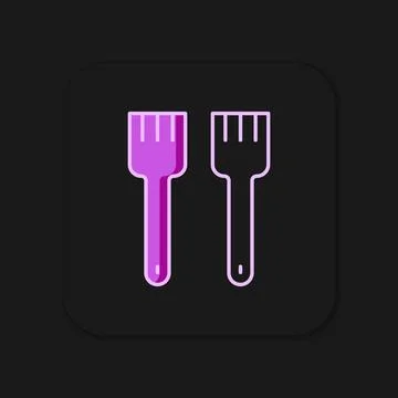 Filled outline Fork icon isolated on black background. Cutlery symbol. Flat.. Stock Illustration