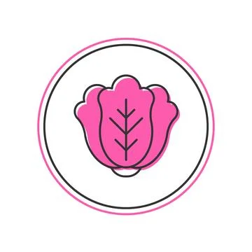Filled outline Fresh cabbage vegetable icon isolated on white background. Vector Ilustración de archivo