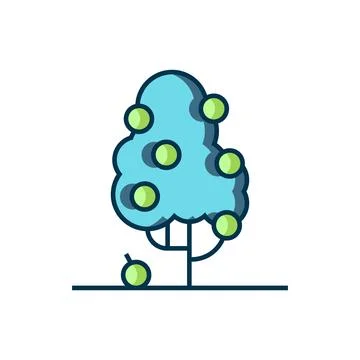 Filled outline Fruit tree icon isolated on white background. Agricultural p.. Stock Illustration