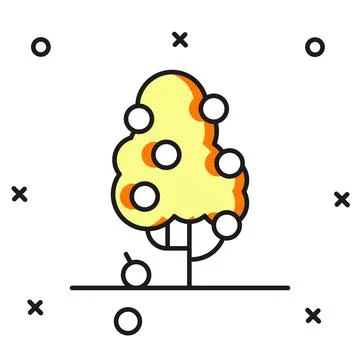 Filled outline Fruit tree icon isolated on white background. Agricultural p.. Stock Illustration
