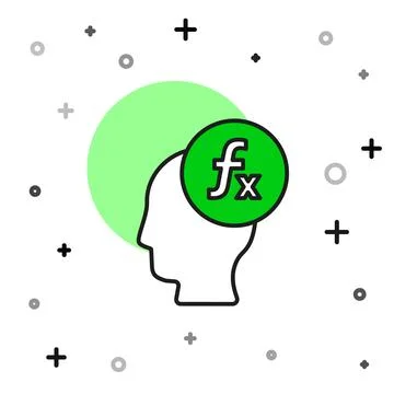 Filled outline Function mathematical symbol icon isolated on white background Stock Illustration