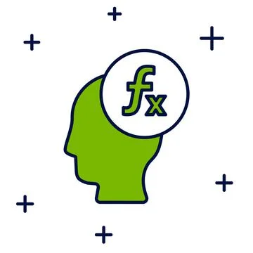 Filled outline Function mathematical symbol icon isolated on white background Stock Illustration