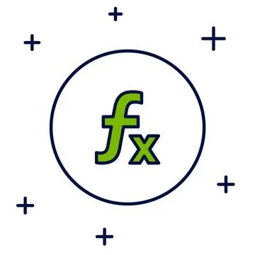 Filled outline Function mathematical symbol icon isolated on white background Stock Illustration